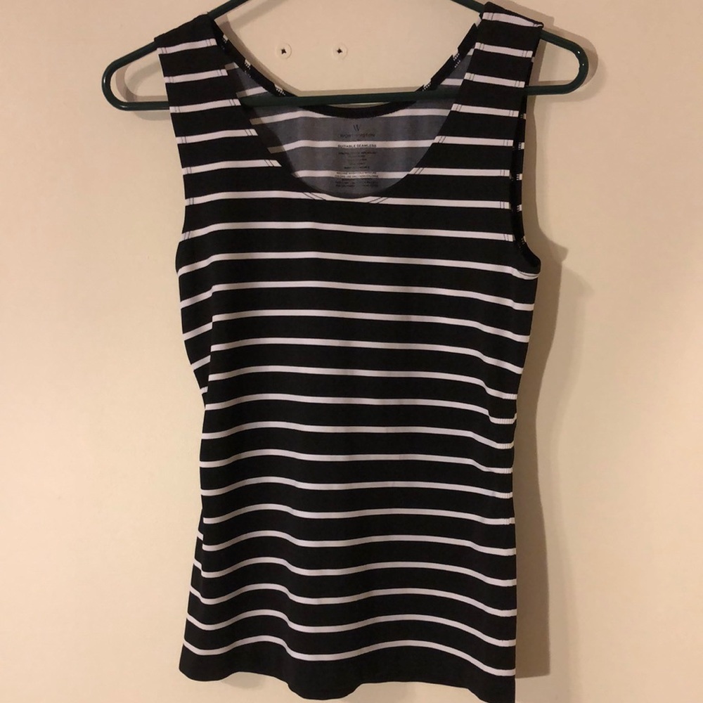 Black and white striped tank top. Size L.